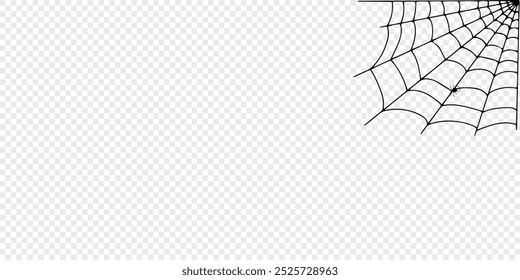 Teia de aranha de Halloween e aranhas isoladas sobre fundo branco. Aranha negra e teia rasgada. Teia de aranha assustadora do símbolo do halloween