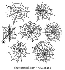 Halloween spider web vector set. Cobweb decoration elements isolated on white background