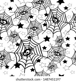 Halloween spider webs with stars pattern vector illustration for design and decoration