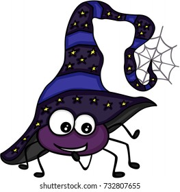 Halloween spider with witch hat
