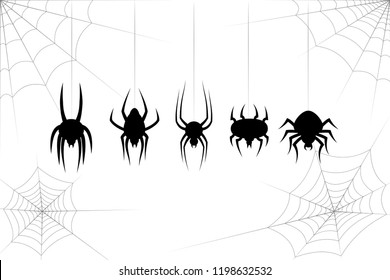 Halloween spiders and webs set