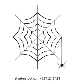 halloween spiderweb spider hanging isolated illustration