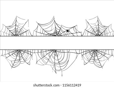 Halloween Spiderweb Vector Border. Cobweb Frame Background Illustration Isolated On White