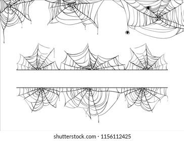 Halloween Spiderweb Vector Border. Cobweb Corner Frame Background Illustration Isolated On White