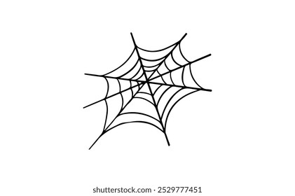 Desenho de ícone de símbolo de vetor de teia de aranha do Halloween. Bela ilustração isolada sobre fundo branco. Símbolos da teia de aranha, teia de aranha realista. Aplicável como tatuagem halloween, decoração halloween ou banner. 