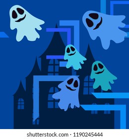 Halloween spirit night vector background