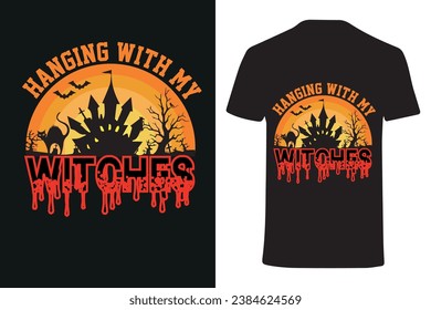 Halloween With Spirits Tshirt Design - Halloween Vector Design