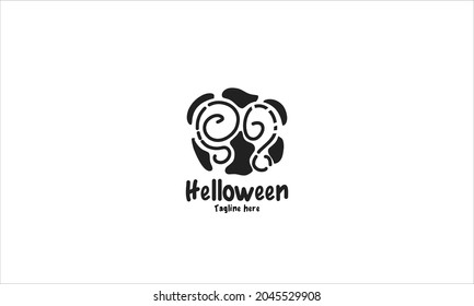 Halloween Spooky abstract logo with combination from abstract shape and twisting line