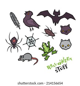Halloween spooky animals vector set for design