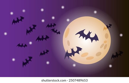 halloween spooky background, horror dark sky , flying bats