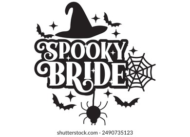 Halloween Spooky Bride EPS Fall Season Shirt Design, Happy Halloween Spooky Designs