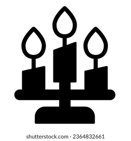 Halloween spooky candlestick, candle, candelabrum solid icon, halloween concept, deco vector sign on white background, glyph style icon for mobile concept and web design. Vector graphics