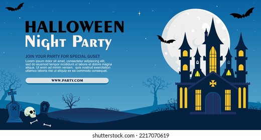 Halloween spooky cartoon illustration. Graphic design for the decoration of gift certificates, banners and flyer.