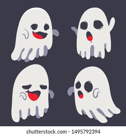 Halloween spooky cute ghost emotion set 