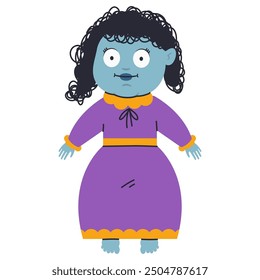 Halloween spooky doll vector cartoon illustration isolated on a white background.