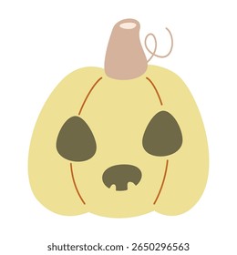 halloween spooky and festive elements. Halloween cute elements set pumpkins, Cartoon flat style. Vector illustration. Hand drawn. 