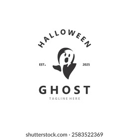 Halloween spooky ghost character in flat style isolated template design