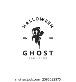 Halloween spooky ghost character in flat style isolated template design
