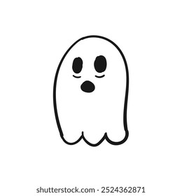 Halloween spooky ghost doodle hand drawn isolated background. Vector illustration