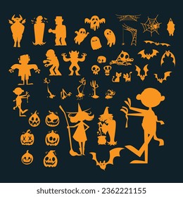 
Halloween spooky ghost silhouette collection vector illustrations