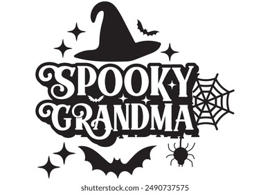 Halloween Spooky Grandma EPS Fall Season Shirt Design, Happy Halloween Spooky Designs