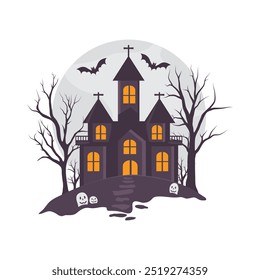 Halloween Spooky Haunted House Illustration