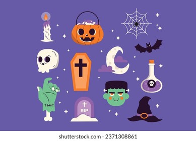 Halloween Spooky and Horror Illustration Set