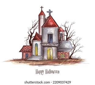 Halloween Spooky House Illustration Background