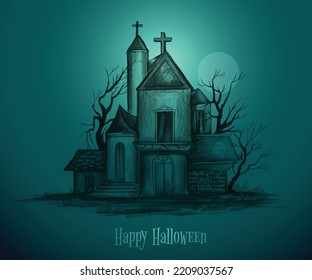 Halloween Spooky House Illustration  Background