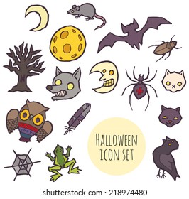 Halloween spooky icons vector set for design