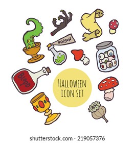 Halloween spooky icons vector set for design