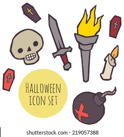 Halloween spooky icons vector set for design