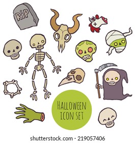 Halloween spooky icons vector set for design