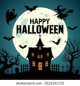 Halloween spooky nighttime scene background