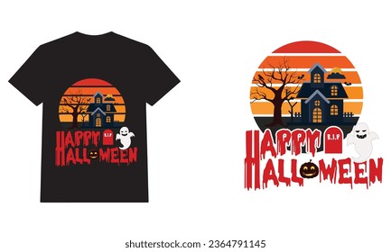 Halloween Spooky Nighttime Scene Horizontal. With Wooden Board.Spooky Halloween background .Happy Halloween poster, greeting card, party invitation. 