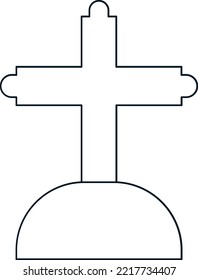 Halloween Spooky outline icon. Grave. Cute Helloween Icon. Isolated Vector Illustration.