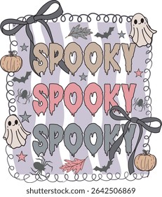 Halloween Spooky Preppy Retro Fall Pumpkin Halloween T Shirt Design