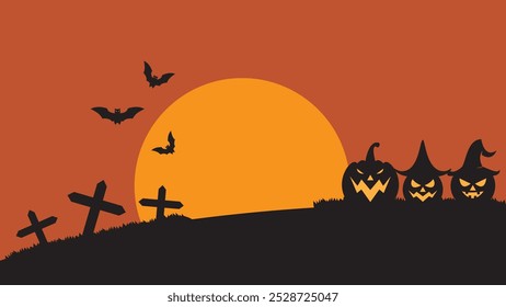 Halloween spooky pumpkin background illustration flat design