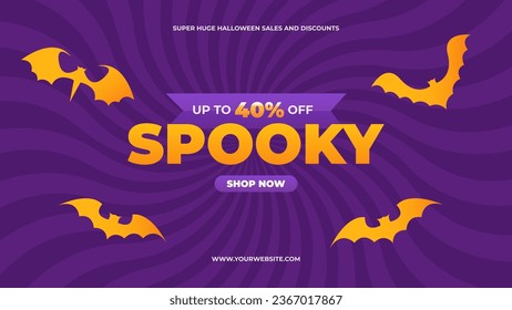 Halloween Spooky Sale Banner with Bats. Super Sales and Discounts. 