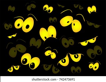 halloween spooky scary eyes  vector  design isolated on black background