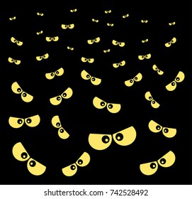 halloween spooky scary eyes  vector  design isolated on black background