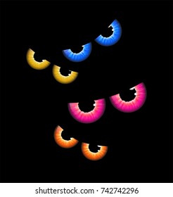 halloween spooky scary eyes  vector  design isolated on black background