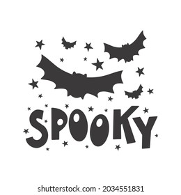 Halloween , spooky - Silhouette Text Banner Hand drawn creative calligraphy and brush pen lettering. design for holiday greeting card and invitation, flyers, posters, banner halloween holiday