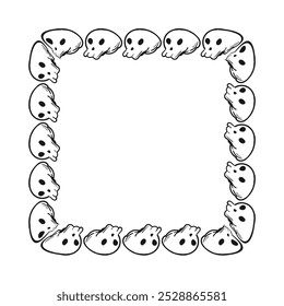Halloween spooky skull frames isolated on white background. Decorative frame. Vector