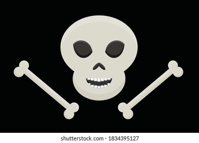 Halloween Spooky Skull Illustration with Black Background