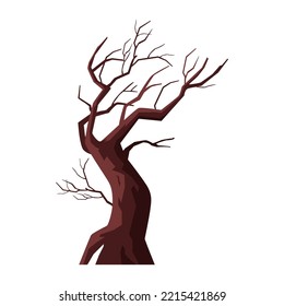 Halloween spooky tree with no leaves vector illustration isolated on white.