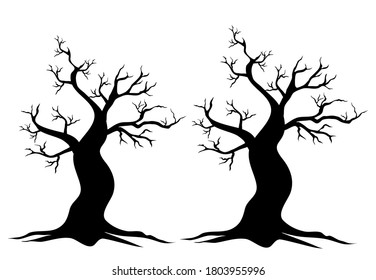Halloween Spooky tree silhouette vector, Happy Halloween.