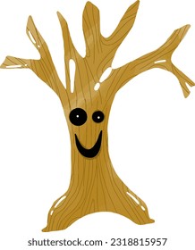 Halloween spooky tree vector in cartoon style