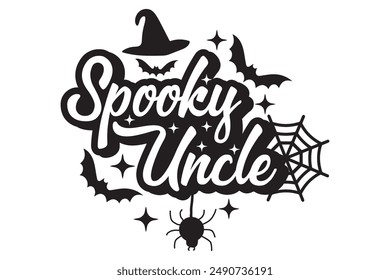 Halloween Spooky Uncle EPS Fall Season Shirt Design, Happy Halloween Spooky Designs