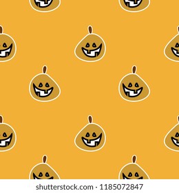 Halloween spooky yellow pumpkins creepy seamless pattern. vector illustration for fashion textile print and wrapping with festive design.